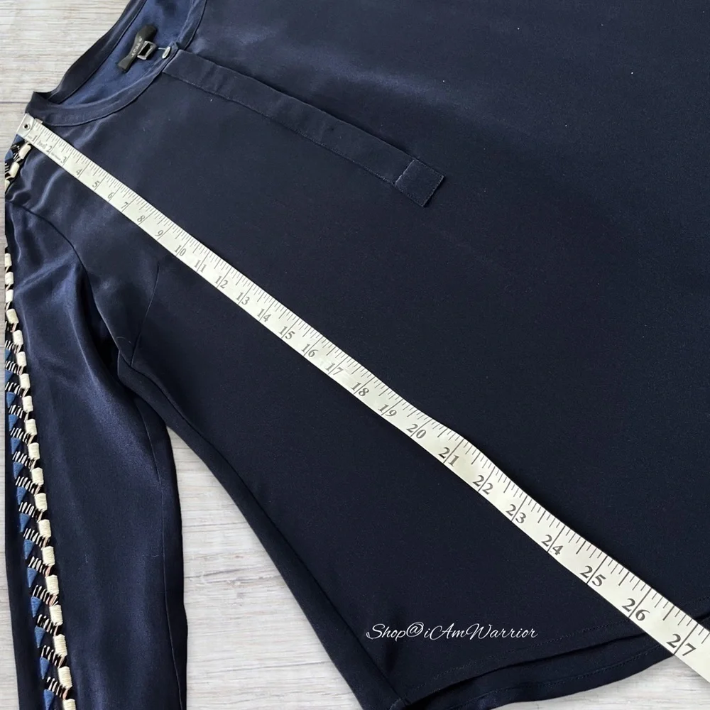 J.Crew Collection NWT rare navy silk embellished sleeve blouse *shop@iamwarrior